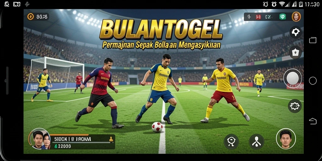 Screenshot gameplay BULANTOGEL yang menampilkan aksi sepak bola yang seru.