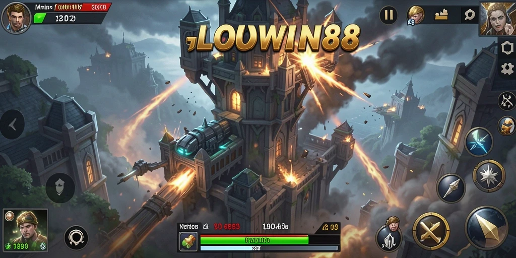 Tampilan menarik dari gameplay menara pertahanan di GLOWIN88.