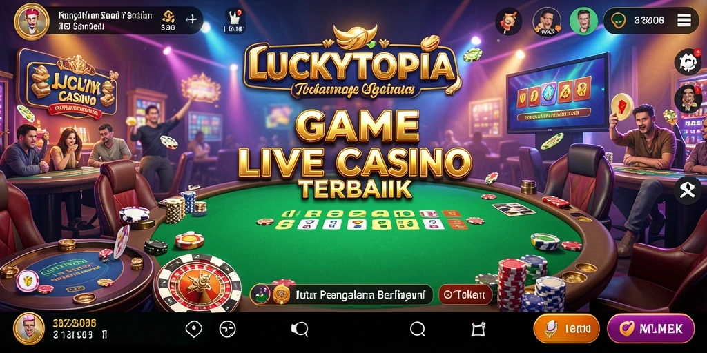 Screenshot gameplay LUCKYTOPIA dengan dealer langsung yang profesional.
