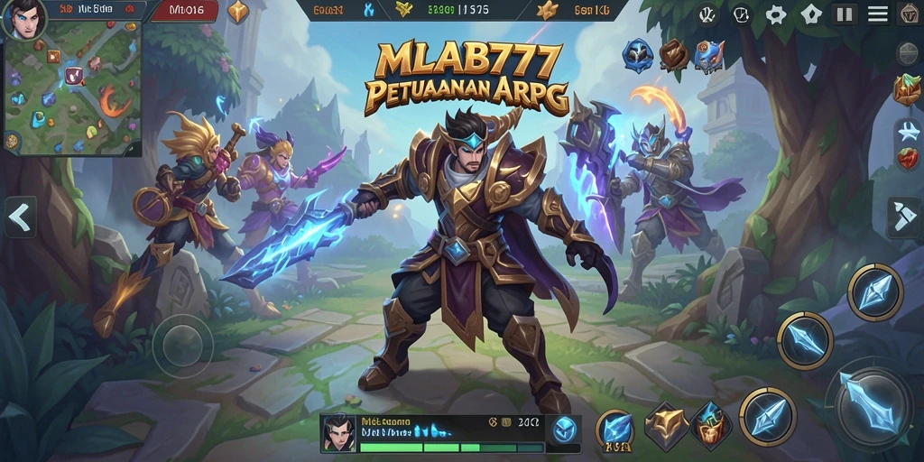 Tampilan gameplay epik dari MLBB777 dengan karakter bertarung di arena.