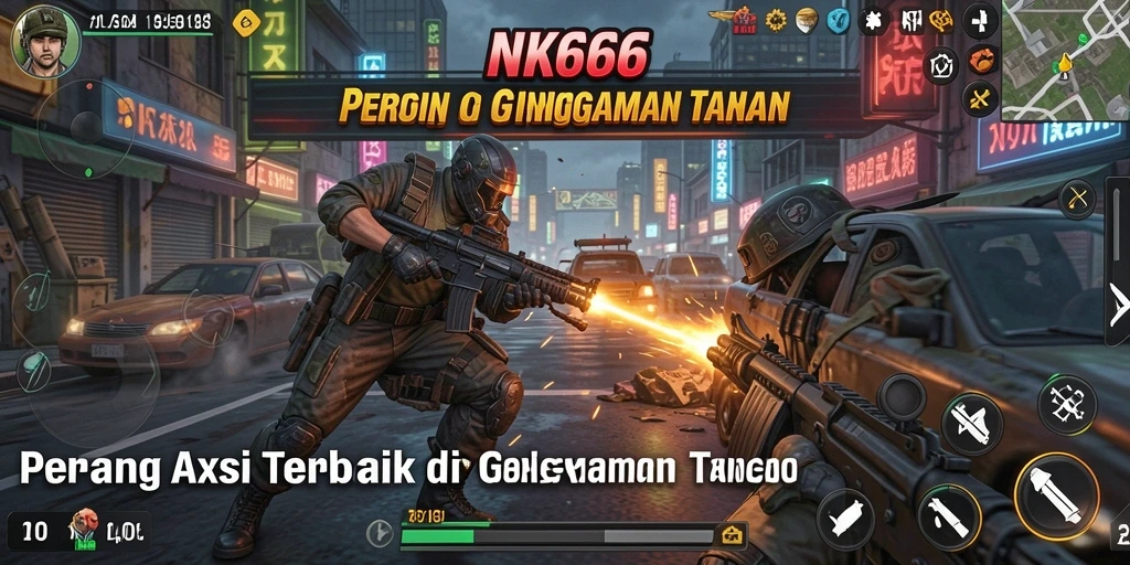 Screenshot gameplay NK666 yang menunjukkan aksi perang yang intens.