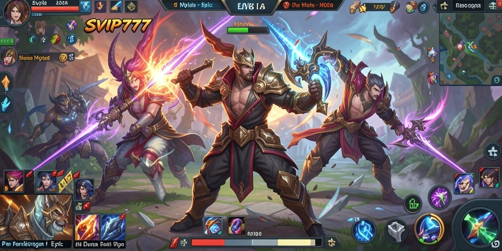 Tangkapan layar dari aksi gameplay MOBA yang mendebarkan.